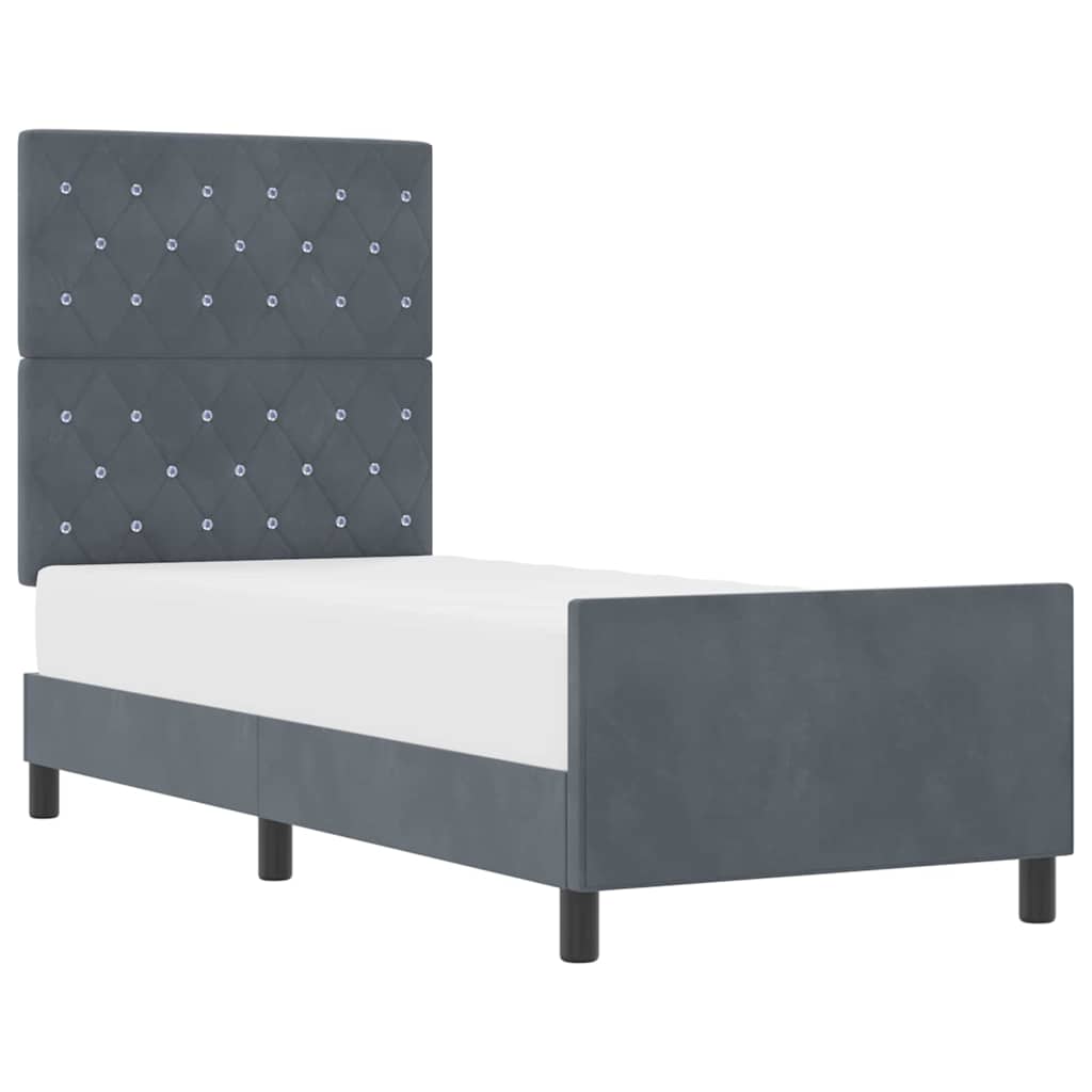 Cadre de lit avec tête de lit Gris foncé 80 x 200 cm Velours - XIOS