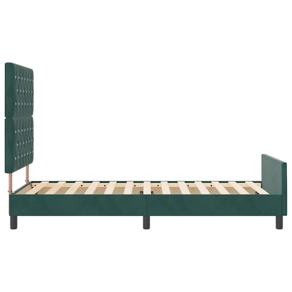 Cadre de lit avec tête de lit Vert foncé 100 x 200 cm Velours - XIOS