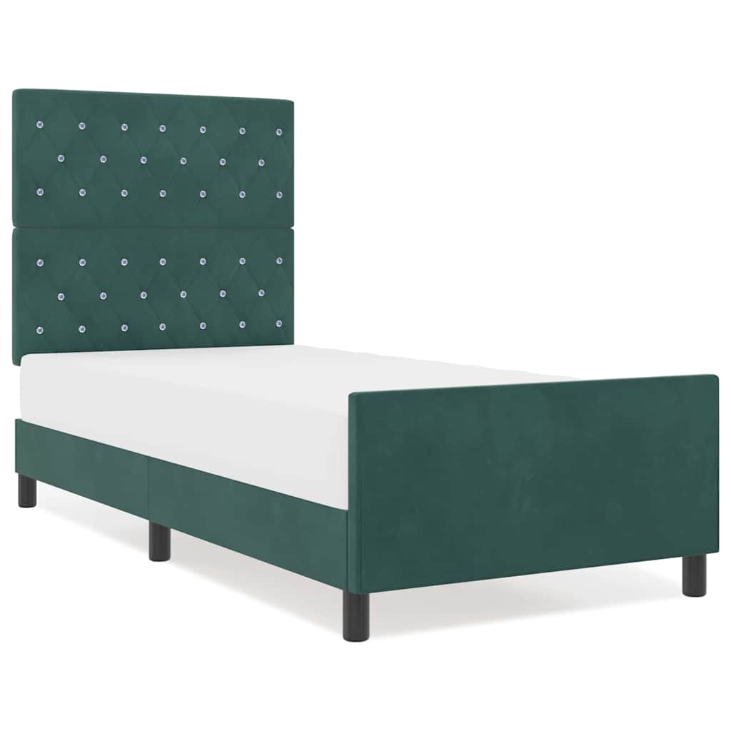 Cadre de lit avec tête de lit Vert foncé 100 x 200 cm Velours - XIOS