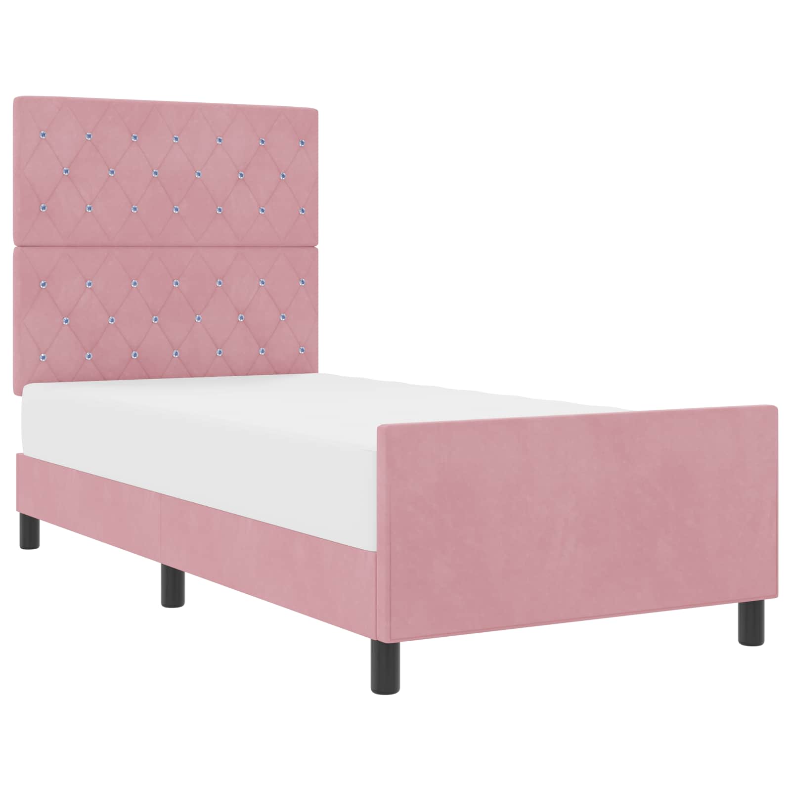Lit à ressorts avec tête de lit Rose 100 x 200 cm Velours - XIOS