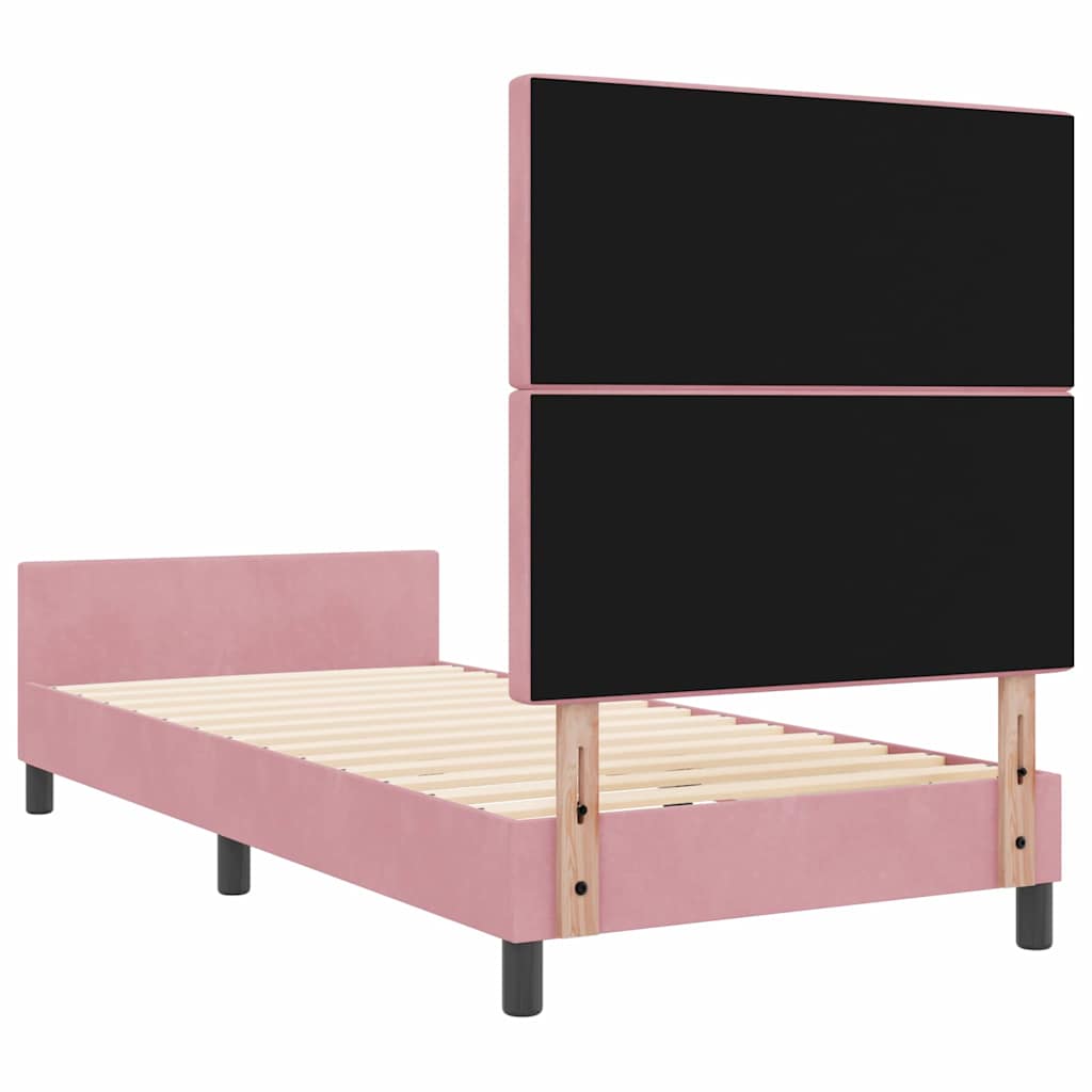 Lit à ressorts avec tête de lit Rose 100 x 200 cm Velours - XIOS