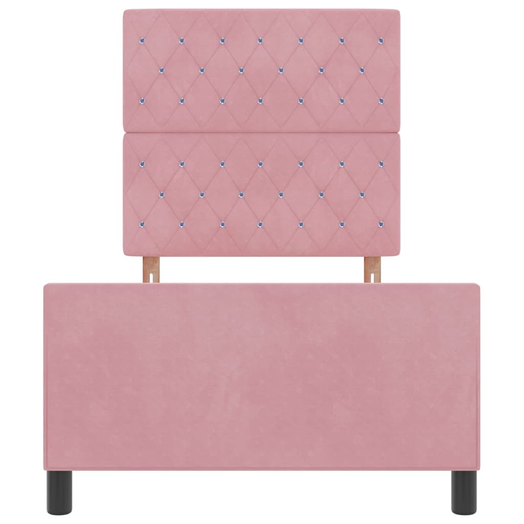 Lit à ressorts avec tête de lit Rose 100 x 200 cm Velours - XIOS