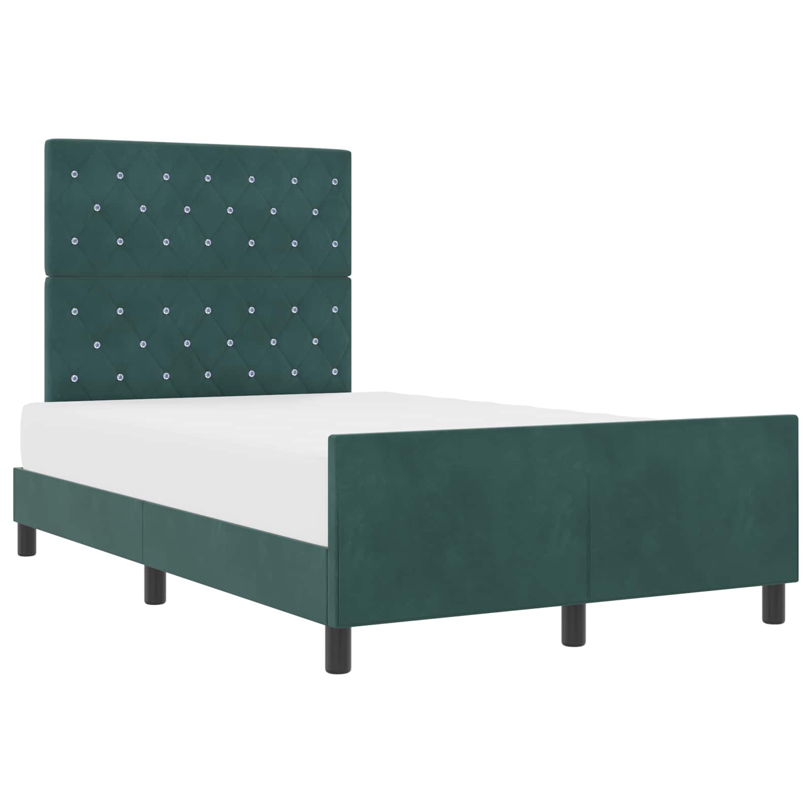 Lit à ressorts avec tête de lit Vert foncé 120 x 200 cm Velours - XIOS