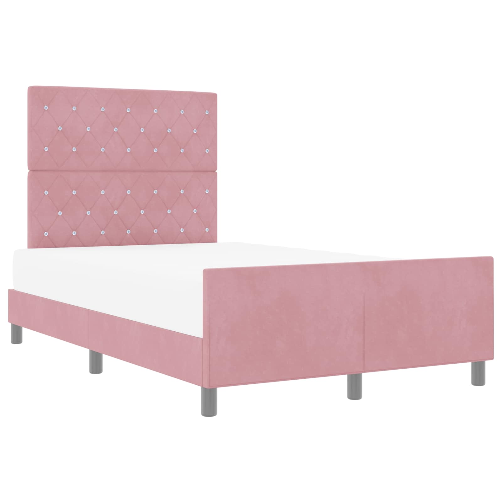 Lit à ressorts avec tête de lit Rose 120 x 200 cm Velours - XIOS