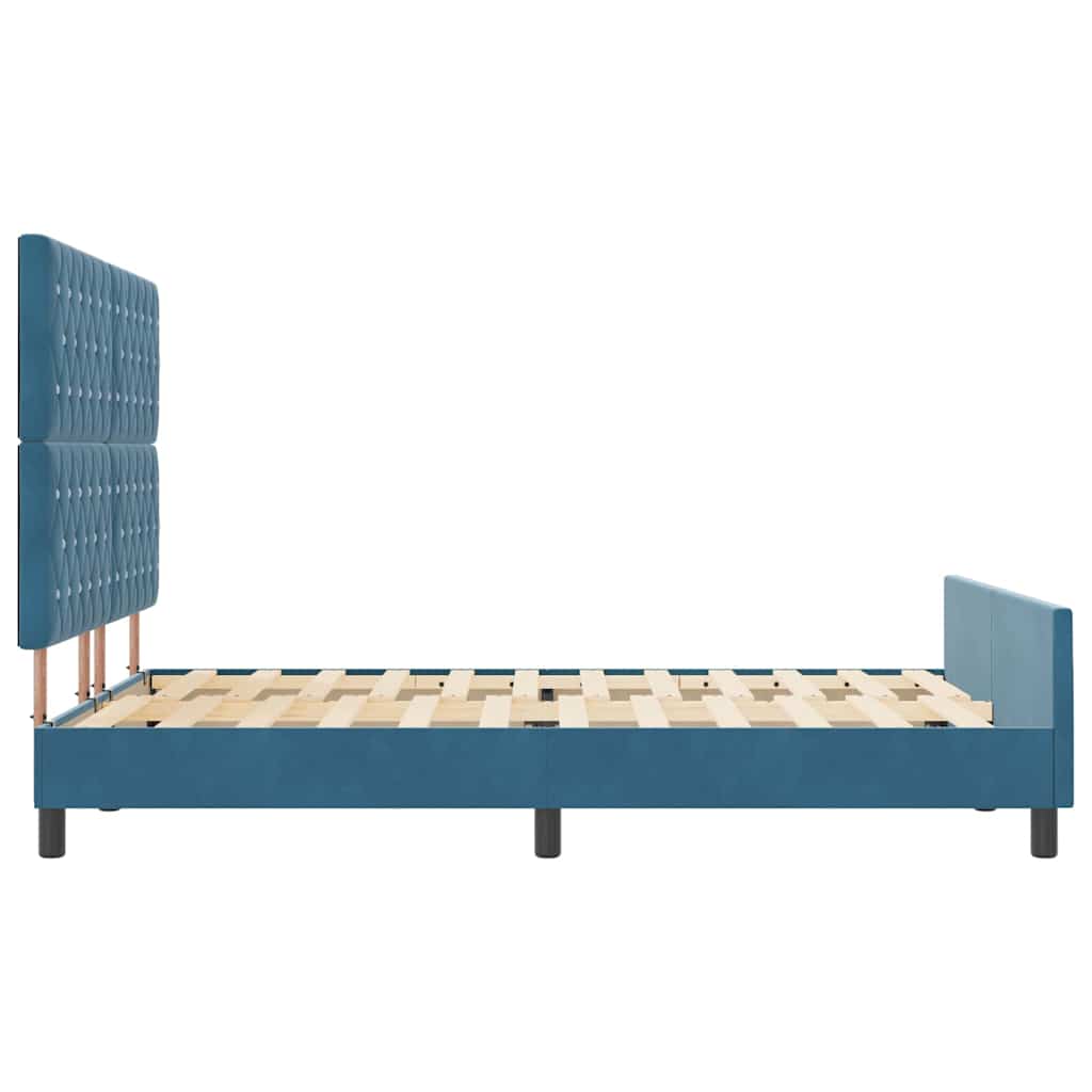 Lit à ressorts avec tête de lit Bleu foncé 140 x 190 cm Velours - XIOS