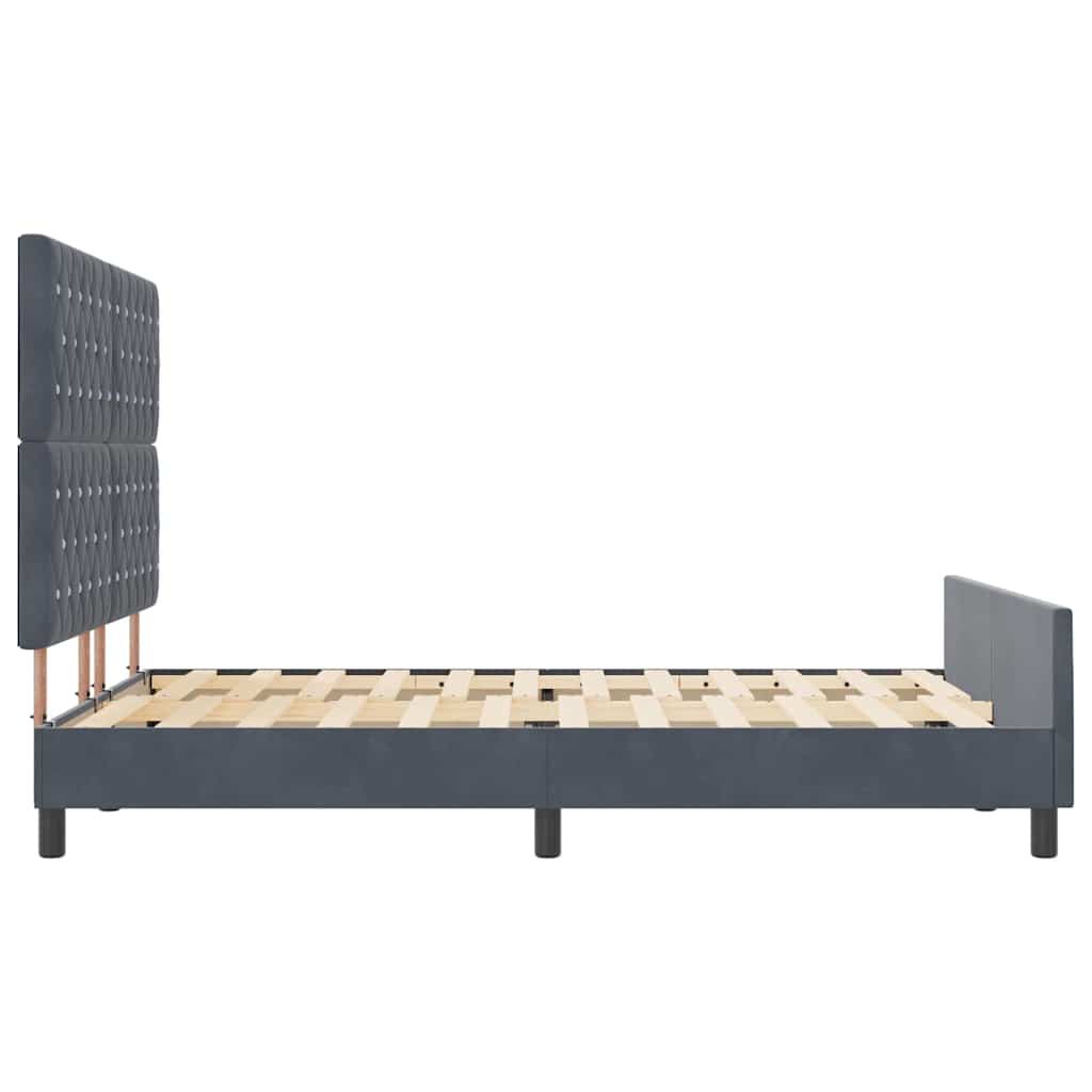 Lit à ressorts avec tête de lit Gris foncé 140 x 200 cm Velours