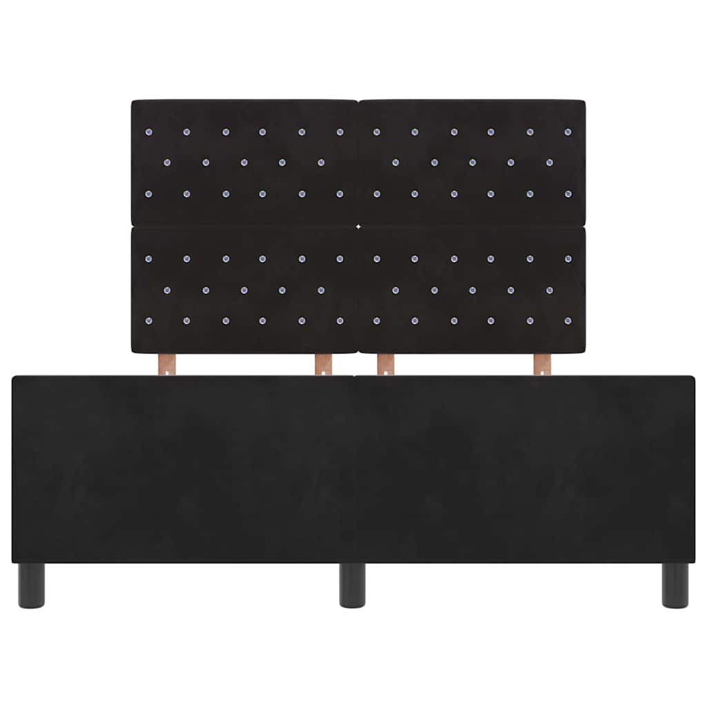 Lit à ressorts avec tête de lit Noir 140 x 200 cm Velours