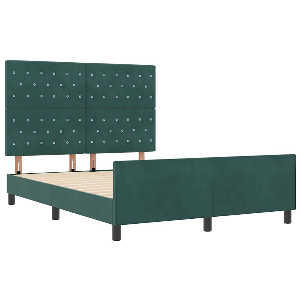 Cadre de lit avec tête de lit Vert foncé 140 x 200 cm Velours - XIOS