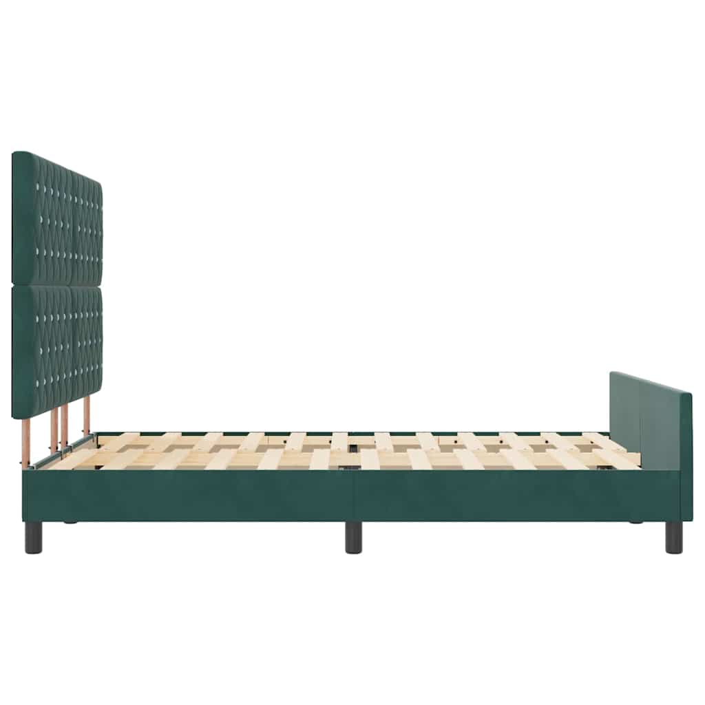 Cadre de lit avec tête de lit Vert foncé 140 x 200 cm Velours - XIOS
