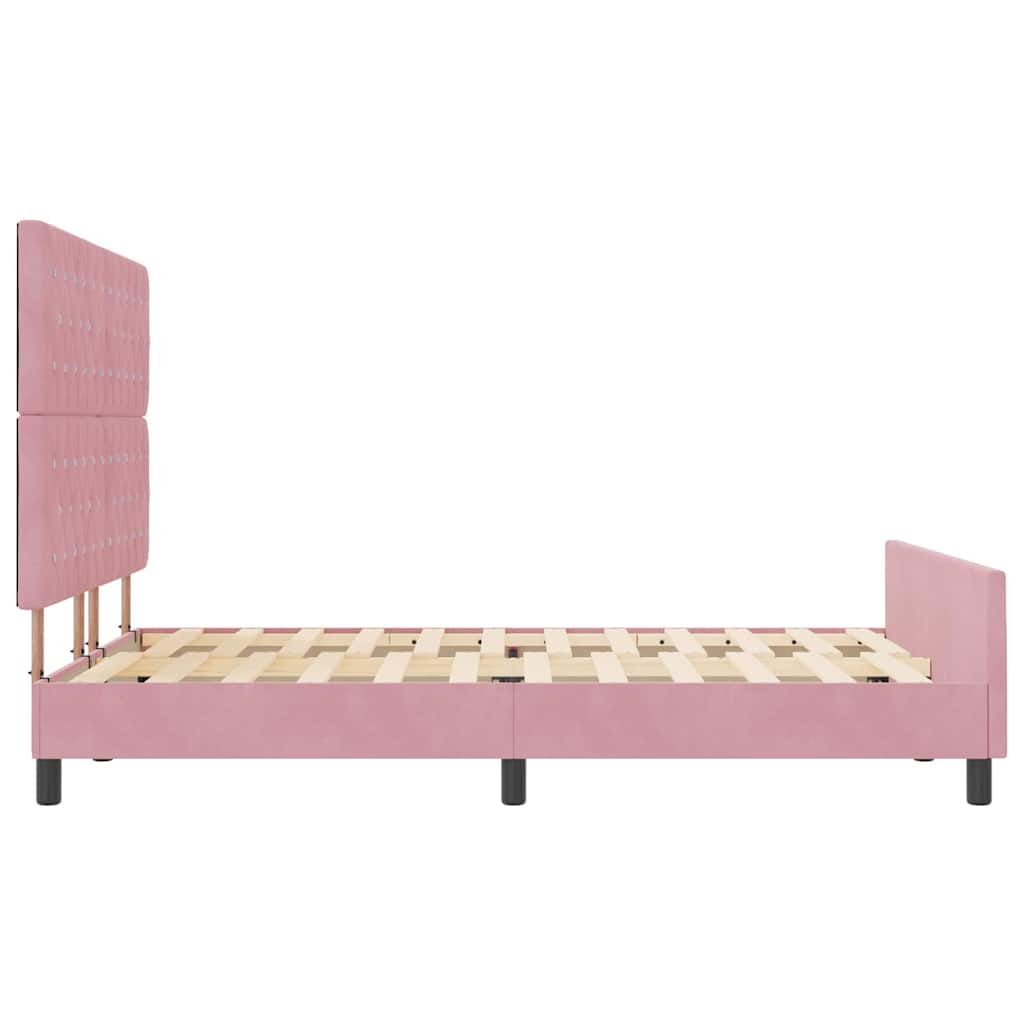 Lit à ressorts avec tête de lit Rose 140 x 200 cm Velours