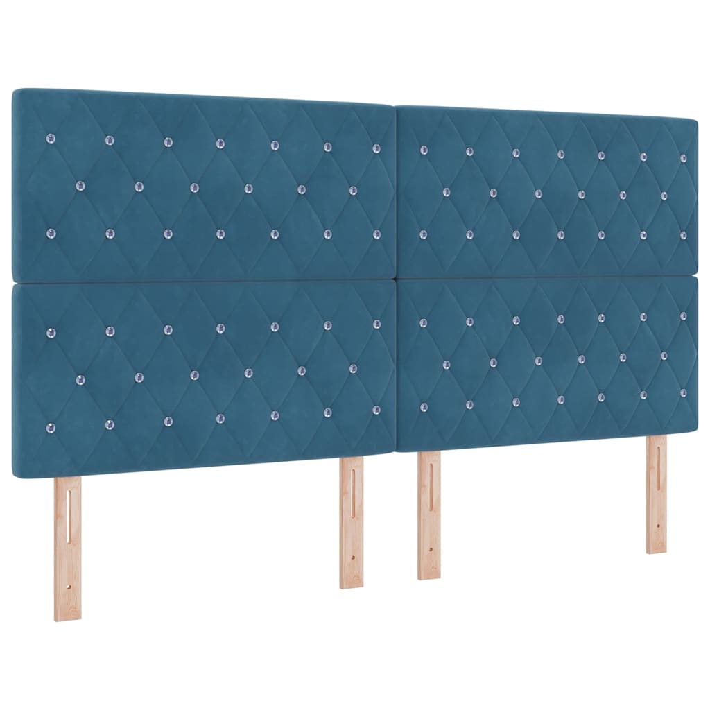 Lit à ressorts avec tête de lit Bleu foncé 180 x 200 cm Velours