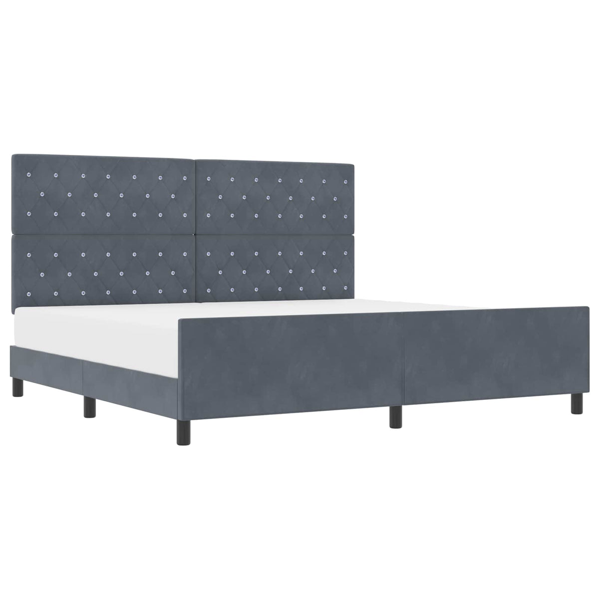 Lit à ressorts avec tête de lit Gris foncé 200 x 200 cm Velours