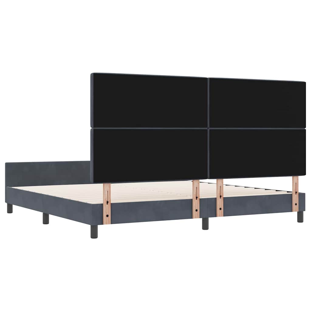 Lit à ressorts avec tête de lit Gris foncé 200 x 200 cm Velours