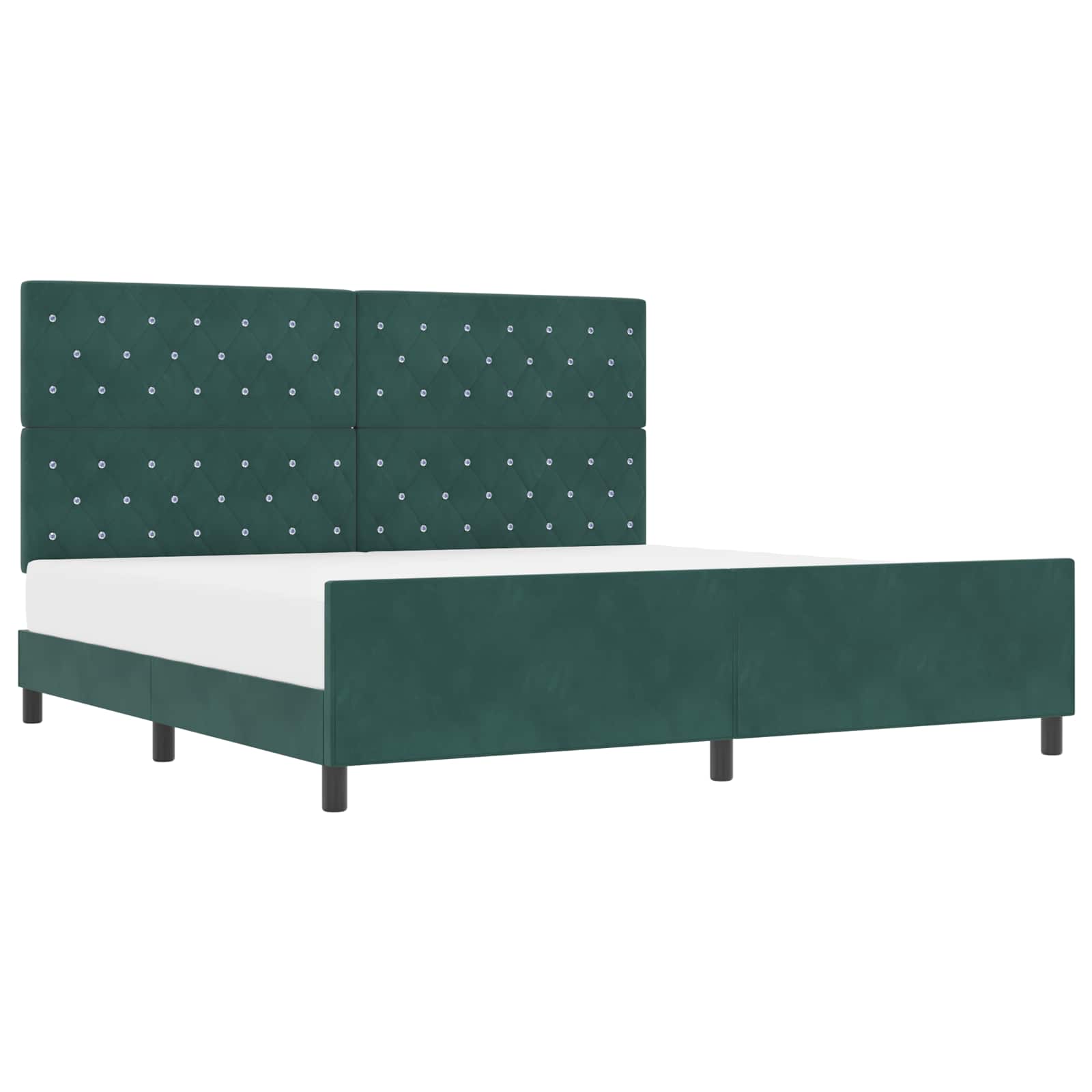 Lit à ressorts avec tête de lit Vert foncé 200 x 200 cm Velours - XIOS