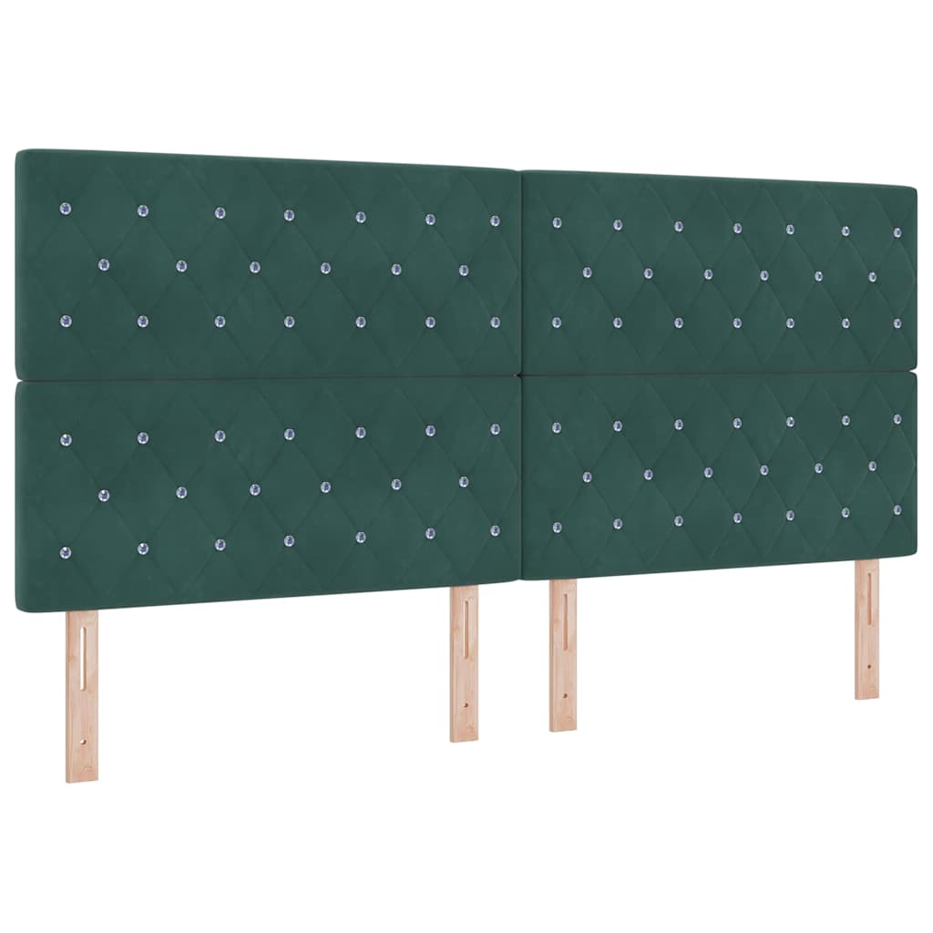 Lit à ressorts avec tête de lit Vert foncé 200 x 200 cm Velours - XIOS