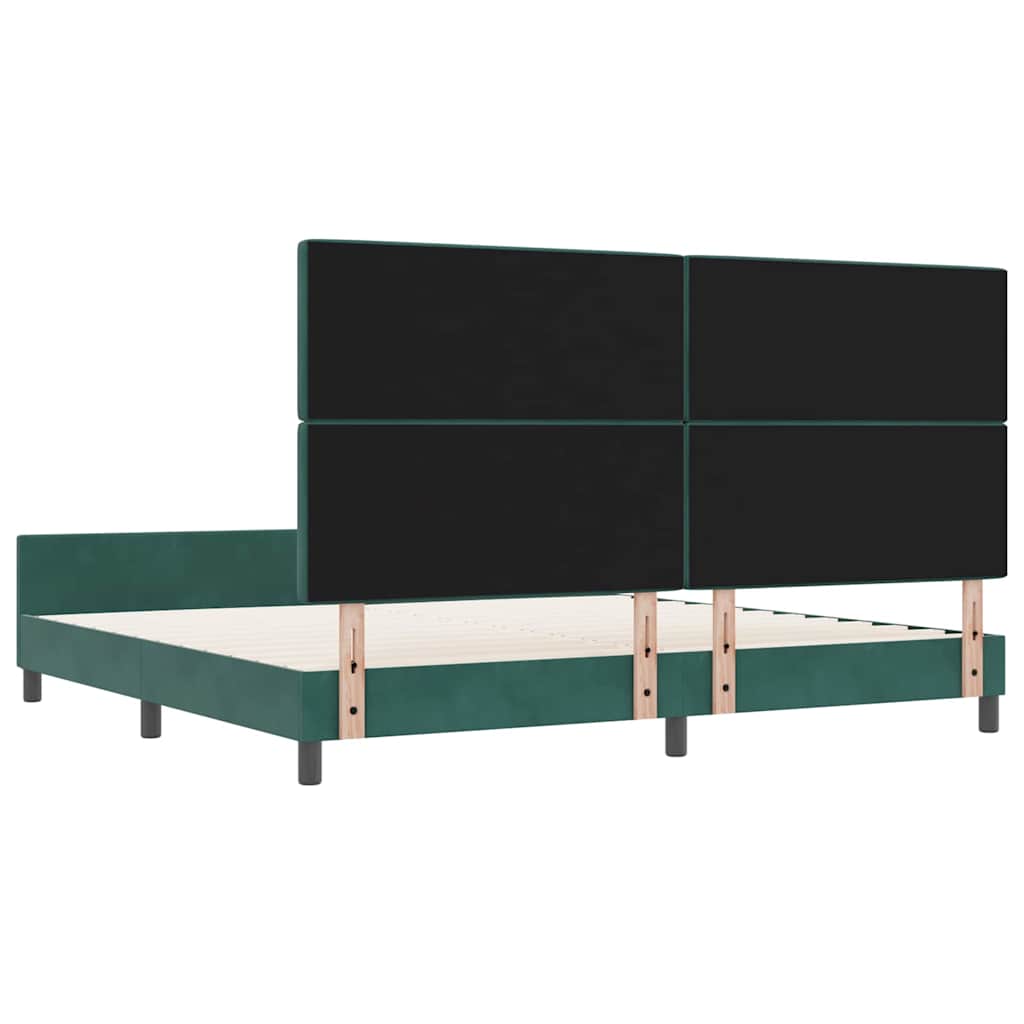 Lit à ressorts avec tête de lit Vert foncé 200 x 200 cm Velours - XIOS