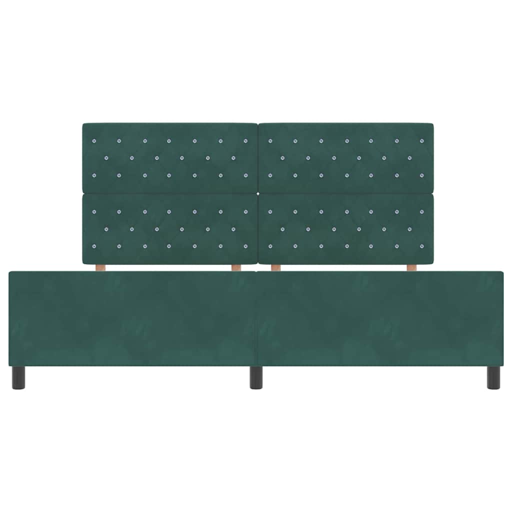 Lit à ressorts avec tête de lit Vert foncé 200 x 200 cm Velours - XIOS