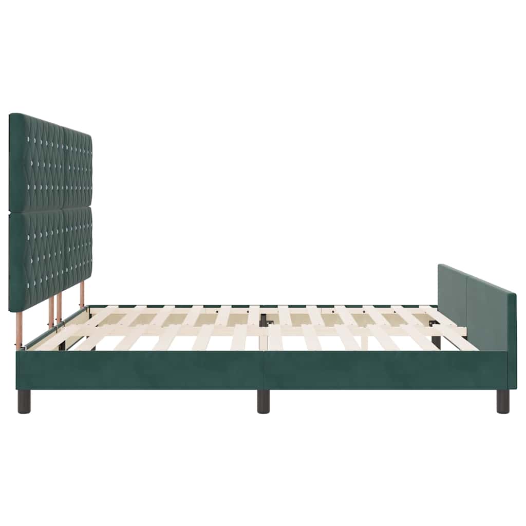 Lit à ressorts avec tête de lit Vert foncé 200 x 200 cm Velours - XIOS