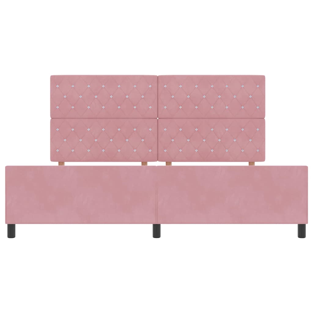 Lit à ressorts avec tête de lit Rose 200 x 200 cm Velours