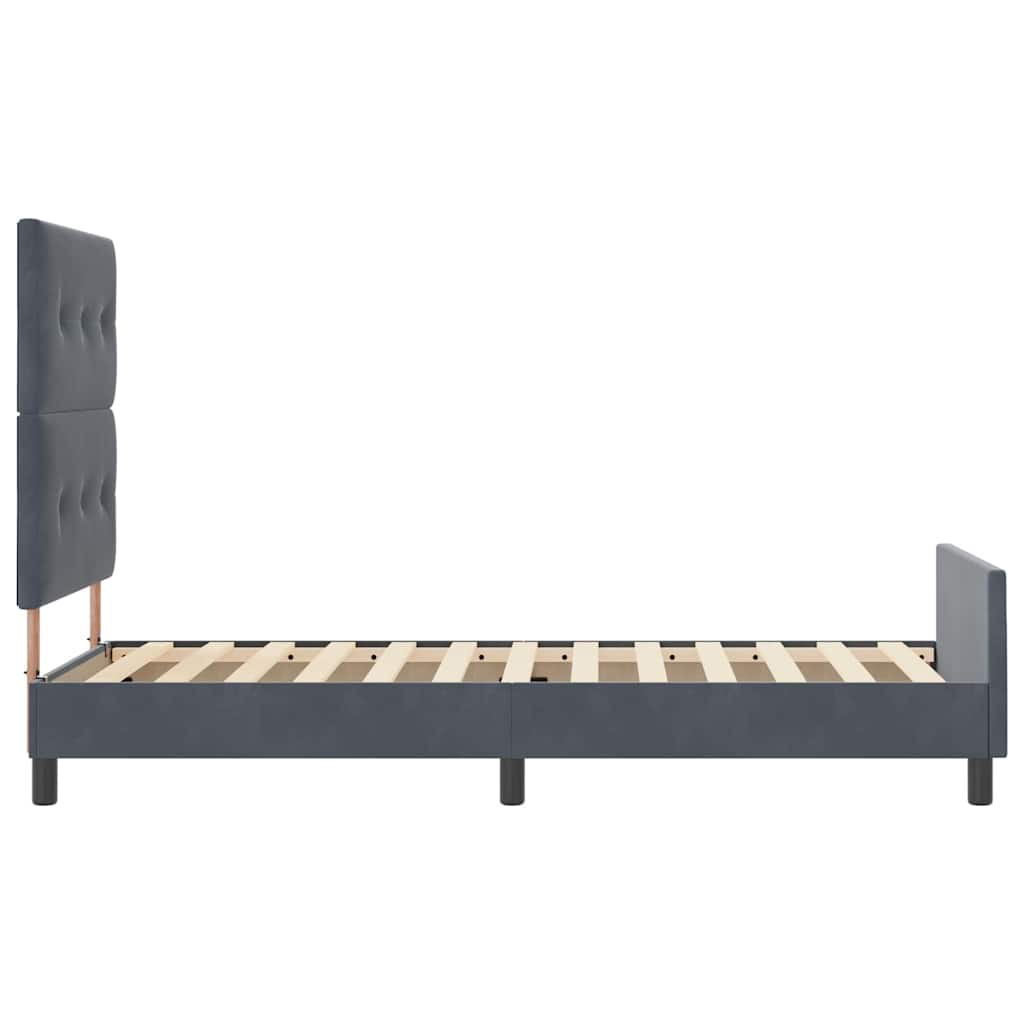 Lit à ressorts avec tête de lit Gris foncé 80 x 200 cm Velours - XIOS