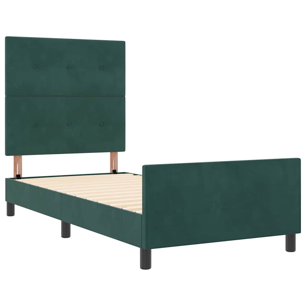 Lit à ressorts avec tête de lit Vert foncé 80 x 200 cm Velours - XIOS