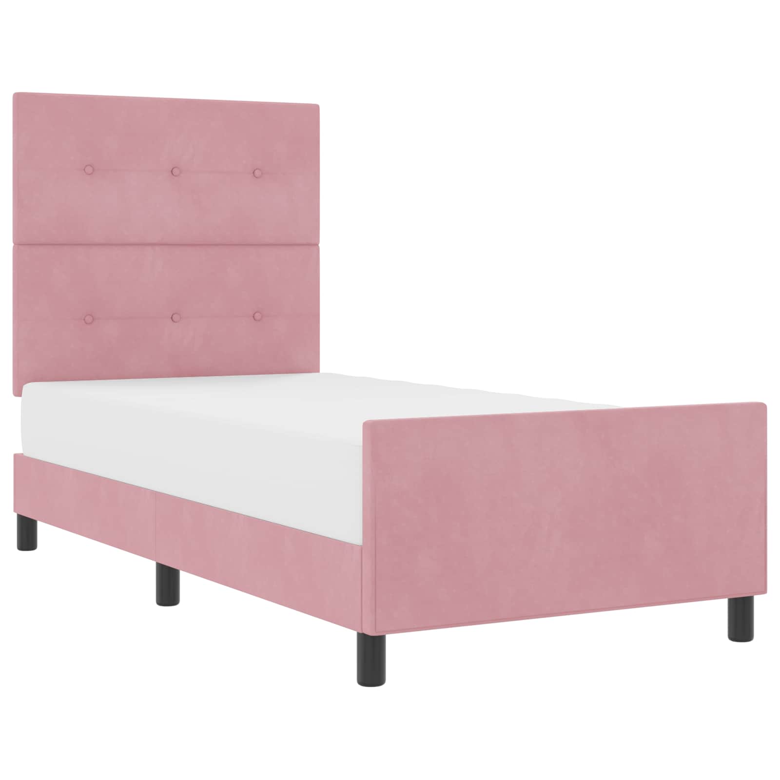 Lit à ressorts avec tête de lit Rose 90 x 190 cm Velours - XIOS