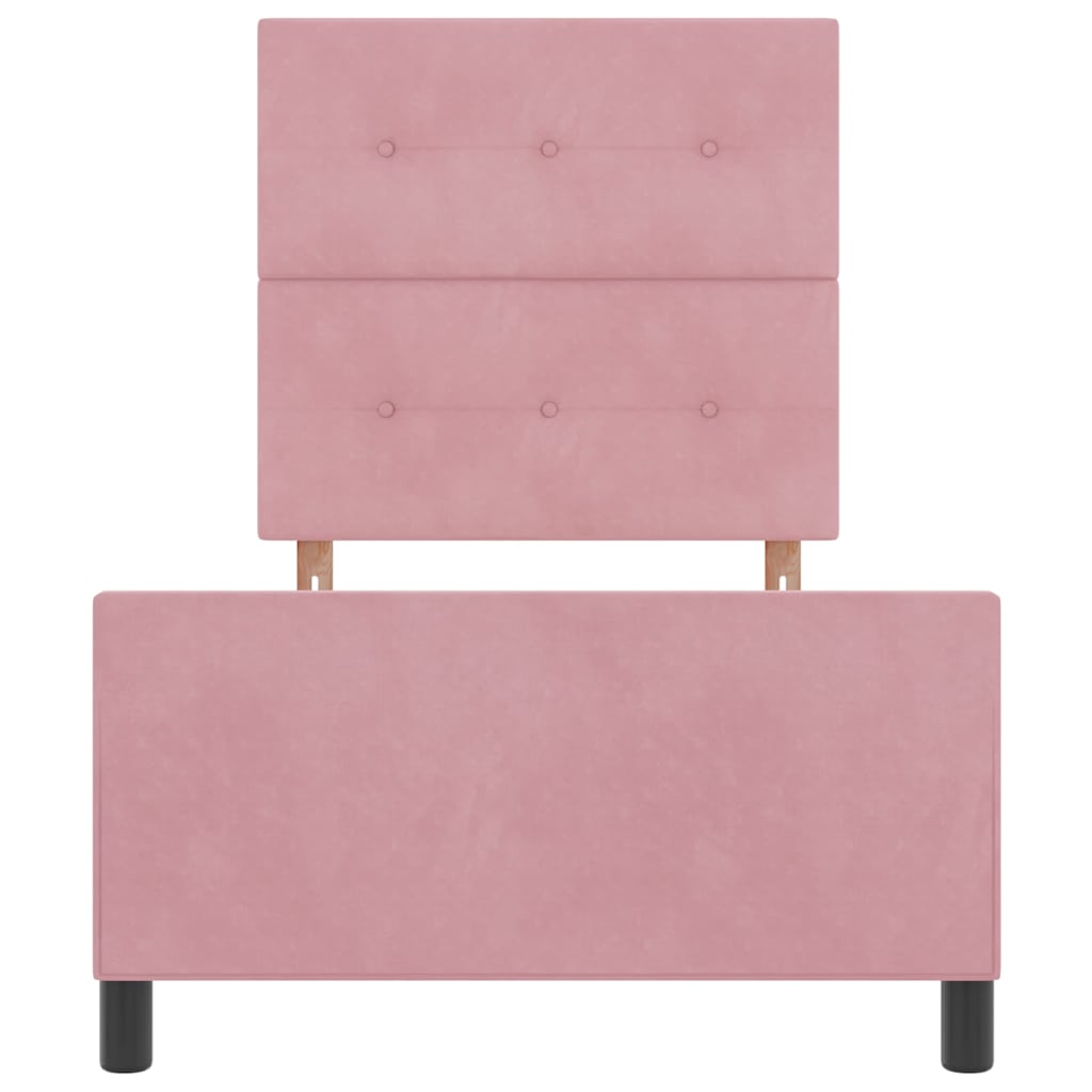 Lit à ressorts avec tête de lit Rose 90 x 190 cm Velours - XIOS