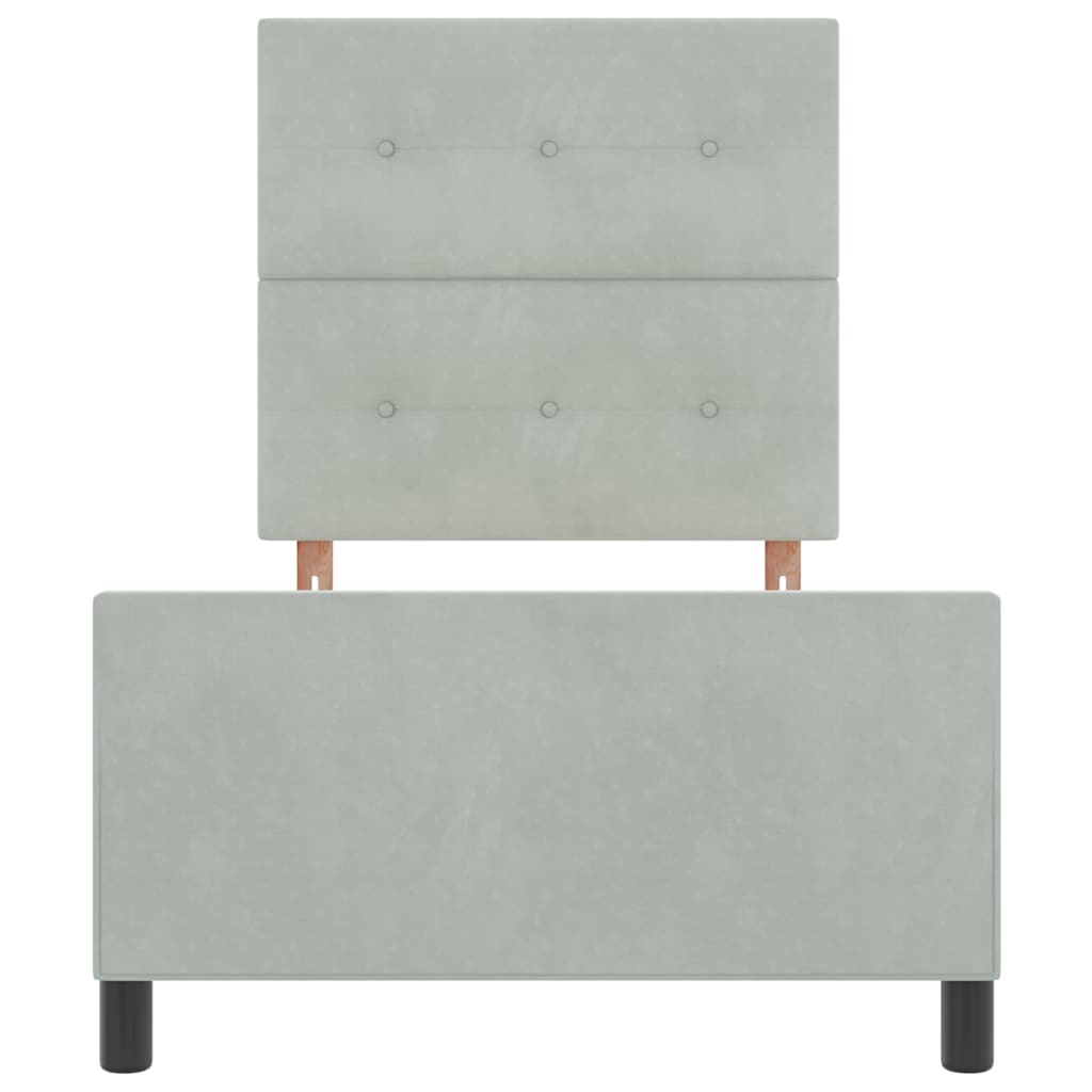 Lit à ressorts avec tête de lit Gris clair 90 x 200 cm Velours - XIOS