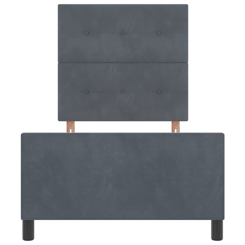Lit à ressorts avec tête de lit Gris foncé 90 x 200 cm Velours - XIOS