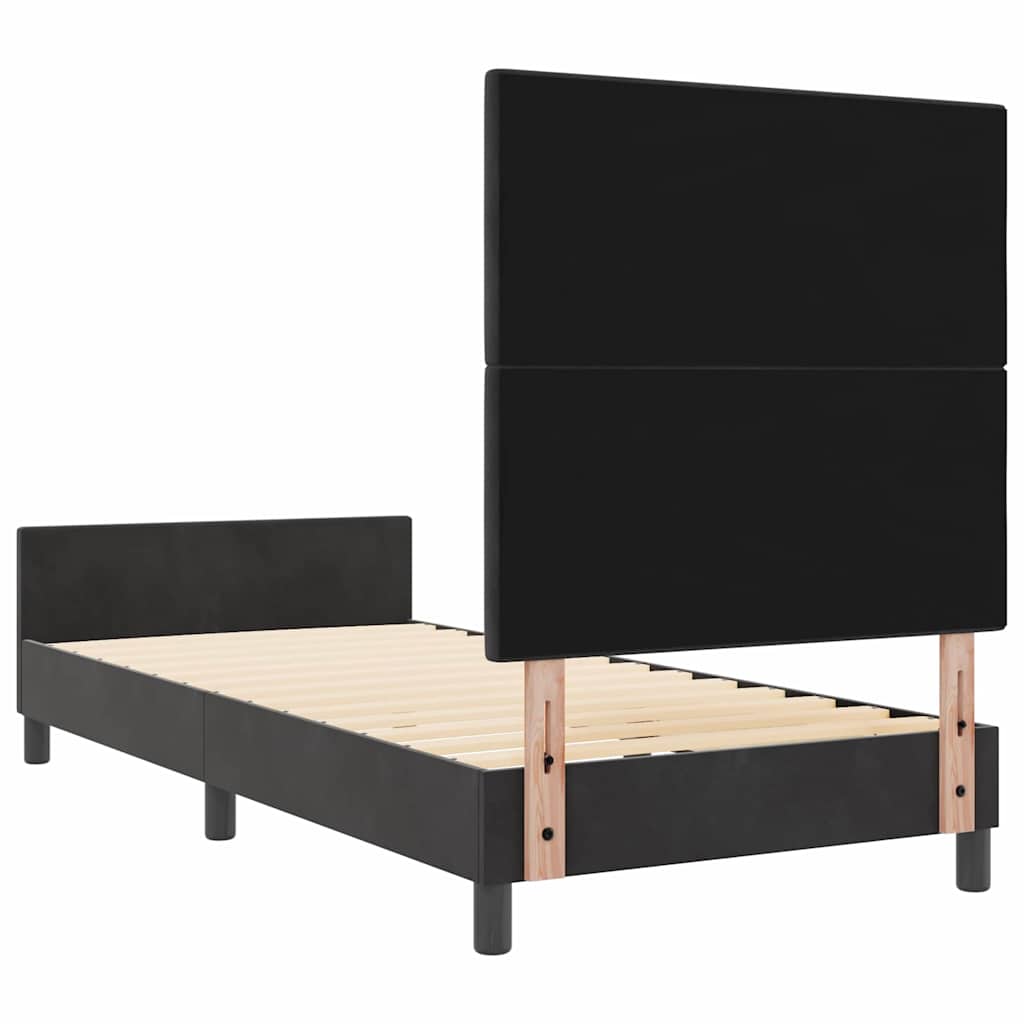 Lit à ressorts avec tête de lit Noir 90 x 200 cm Velours - XIOS