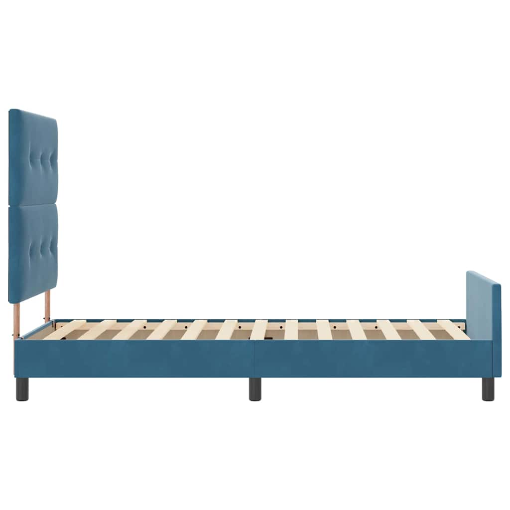 Lit à ressorts avec tête de lit Bleu foncé 90 x 200 cm Velours - XIOS