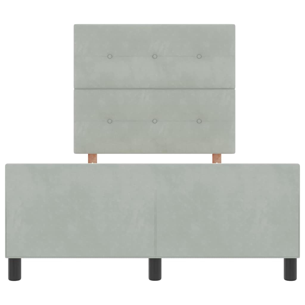 Lit à ressorts avec tête de lit Gris clair 120 x 190 cm Velours - XIOS