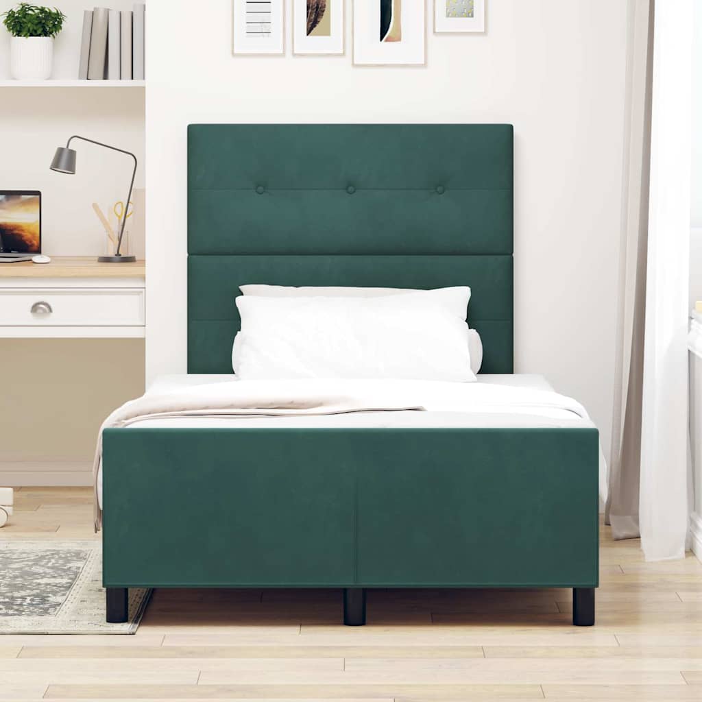 Lit à ressorts avec tête de lit Vert foncé 120 x 190 cm Velours - XIOS