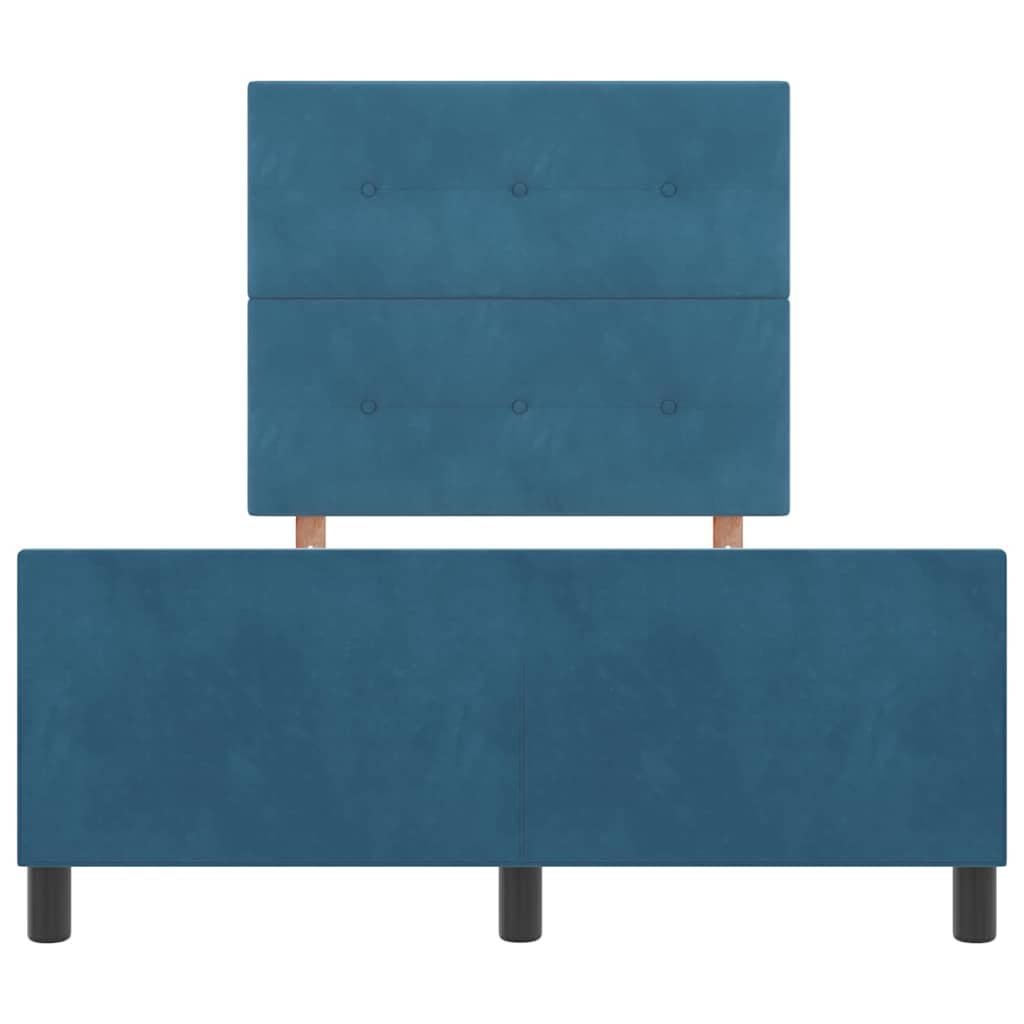 Lit à ressorts avec tête de lit Bleu foncé 120 x 190 cm Velours - XIOS
