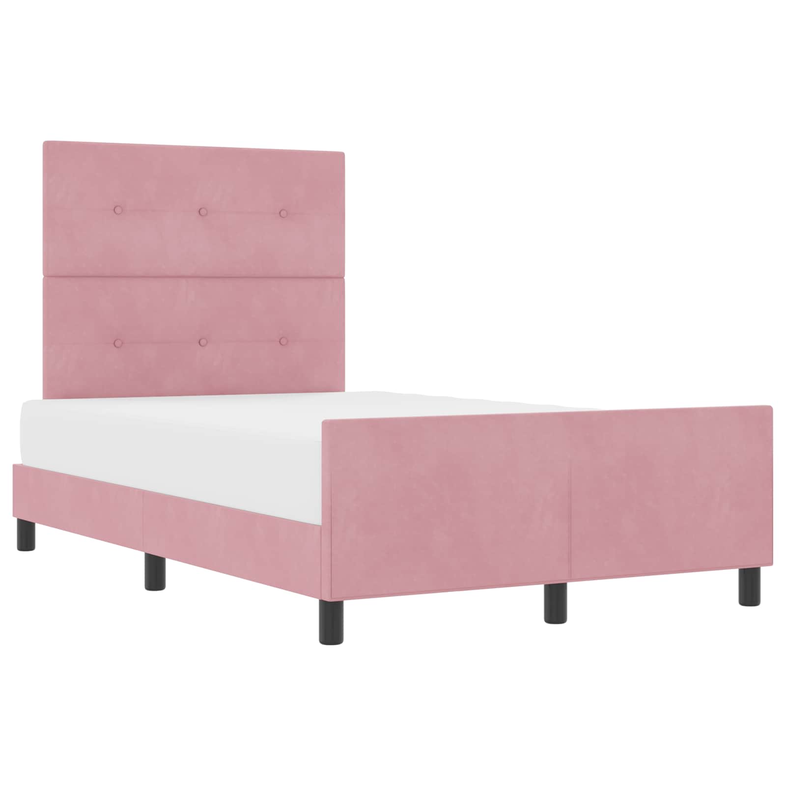Lit à ressorts avec tête de lit Rose 120 x 190 cm Velours