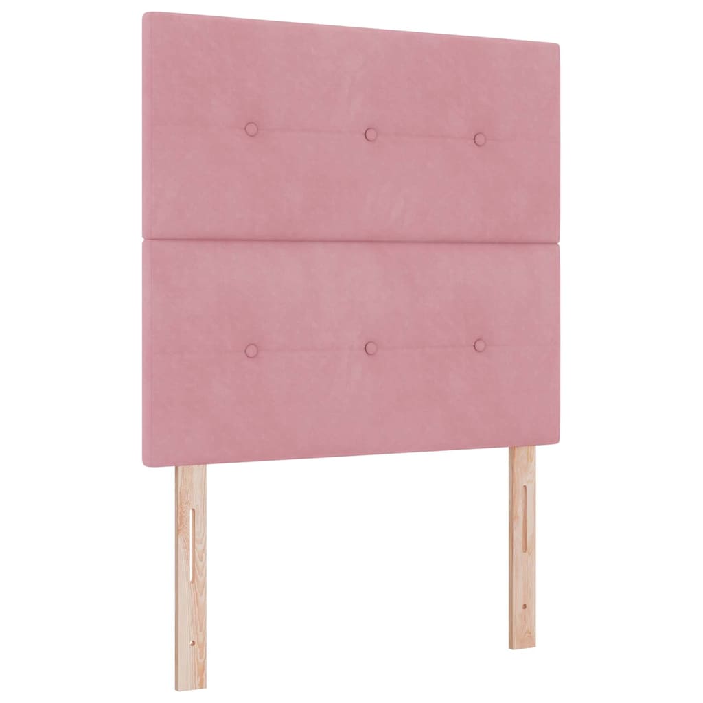 Lit à ressorts avec tête de lit Rose 120 x 190 cm Velours