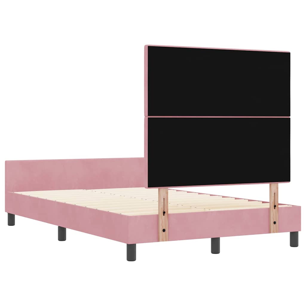 Lit à ressorts avec tête de lit Rose 120 x 190 cm Velours