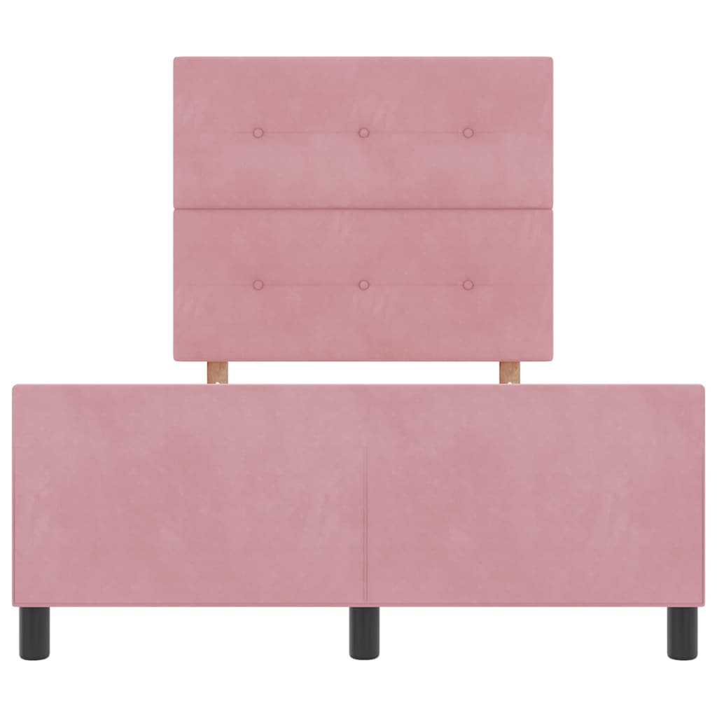 Lit à ressorts avec tête de lit Rose 120 x 190 cm Velours