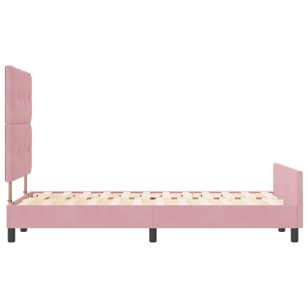 Lit à ressorts avec tête de lit Rose 120 x 190 cm Velours