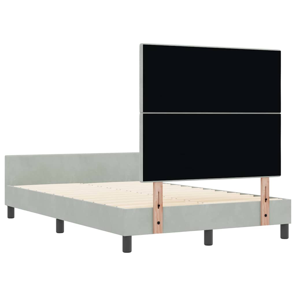 Lit à ressorts avec tête de lit Gris clair 120 x 200 cm Velours - XIOS