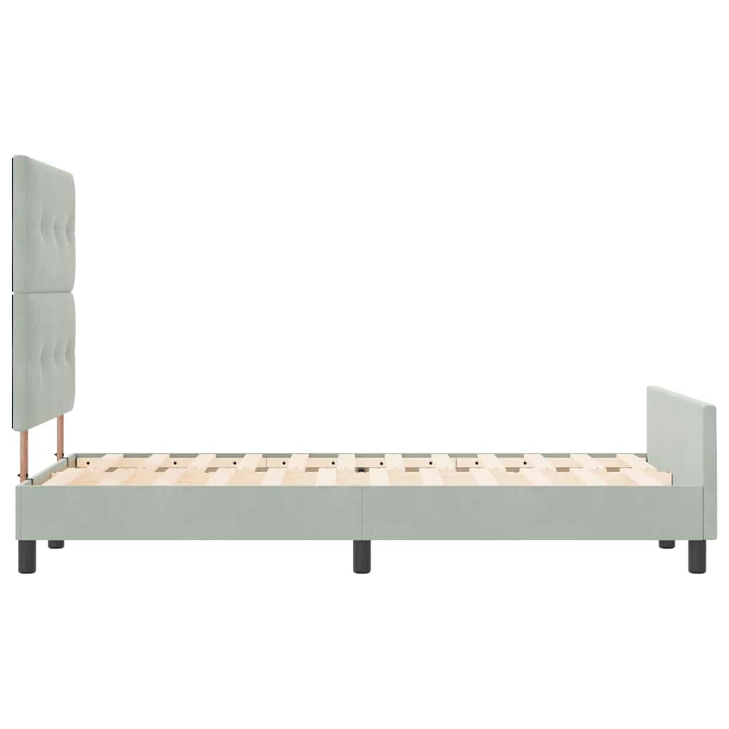 Lit à ressorts avec tête de lit Gris clair 120 x 200 cm Velours - XIOS