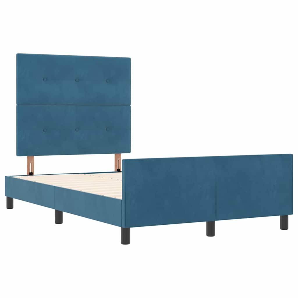 Lit à ressorts avec tête de lit Bleu foncé 120 x 200 cm Velours - XIOS