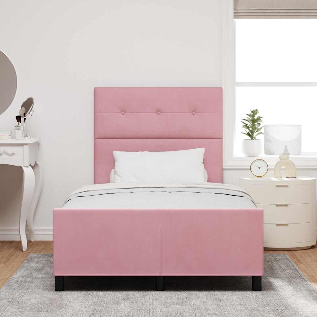 Lit à ressorts avec tête de lit Rose 120 x 200 cm Velours - XIOS