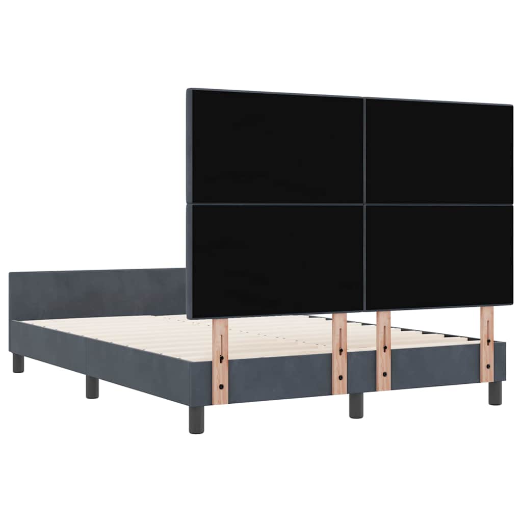 Lit à ressorts avec tête de lit Gris foncé 140 x 190 cm Velours