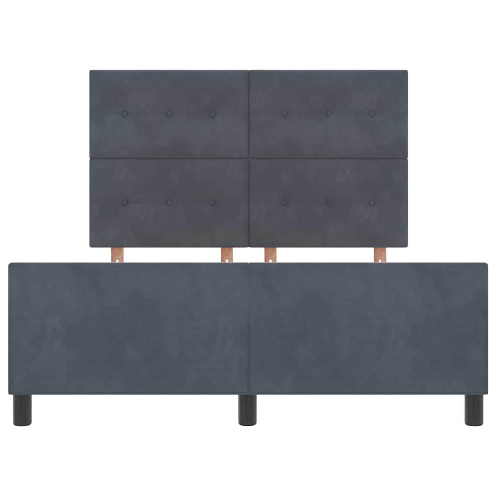 Lit à ressorts avec tête de lit Gris foncé 140 x 190 cm Velours