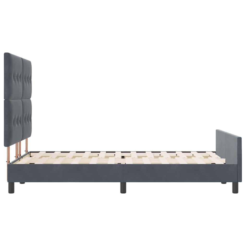 Lit à ressorts avec tête de lit Gris foncé 140 x 190 cm Velours