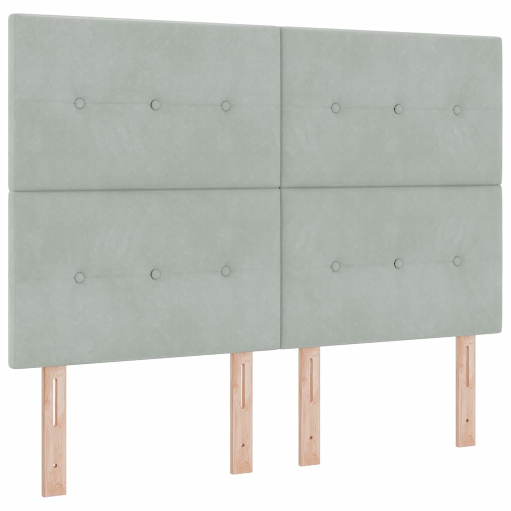 Lit à ressorts avec tête de lit Gris clair 140 x 200 cm Velours - XIOS
