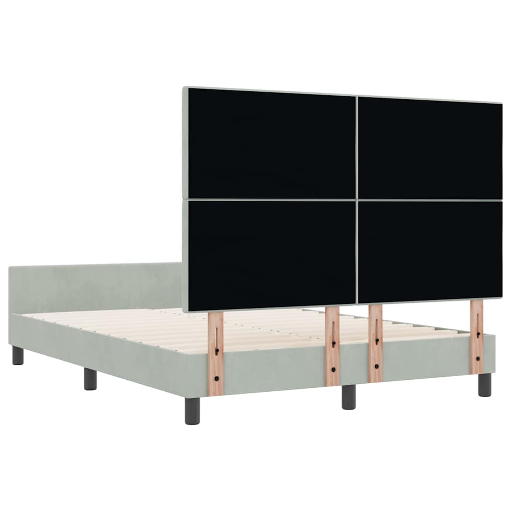 Lit à ressorts avec tête de lit Gris clair 140 x 200 cm Velours - XIOS