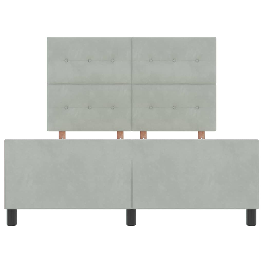 Lit à ressorts avec tête de lit Gris clair 140 x 200 cm Velours - XIOS