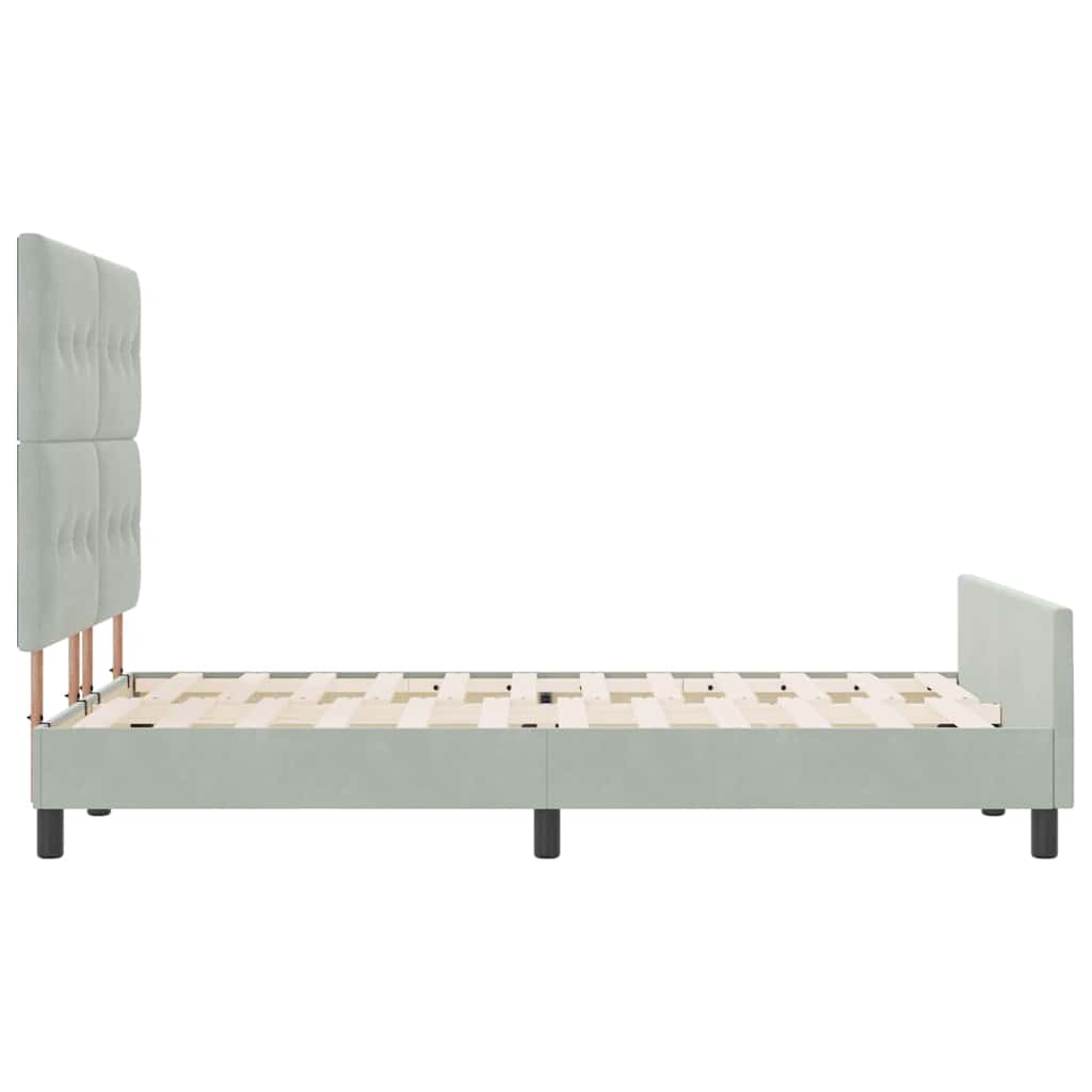Lit à ressorts avec tête de lit Gris clair 140 x 200 cm Velours - XIOS